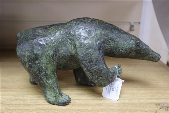 Rene Rovellotti (French b. 1941), Standing Bear, bronze, signed and numbered 3/8, L 31cm